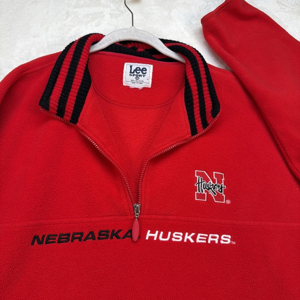 Nebraska Huskers Lee Sport Vintage Fleece 1/4 Zip Pullover Red Men's 2XL